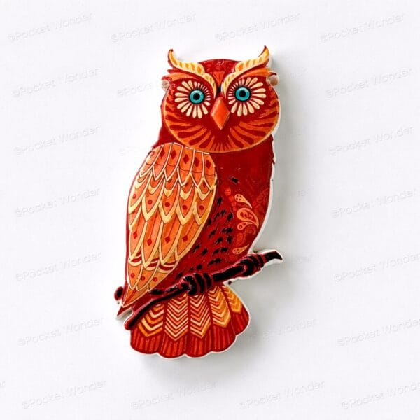 red horned owl fridge magnet