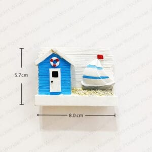 Blue Beach Hut Sailboat Fridge Magnet