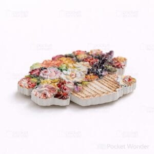 Floral basket fridge magnet