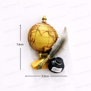 golden globe quill ink fridge magnet