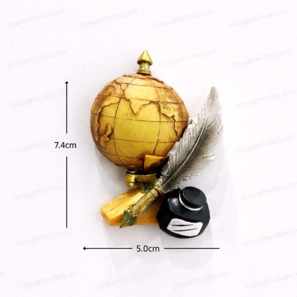 golden globe quill ink fridge magnet