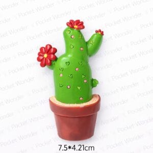 Heart Dot Flowering Cactus Fridge Magnet