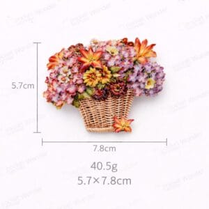 Mixed flower basket fridge magnet