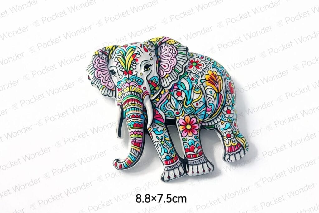 Ornate Floral Pattern Elephant Fridge Magnet