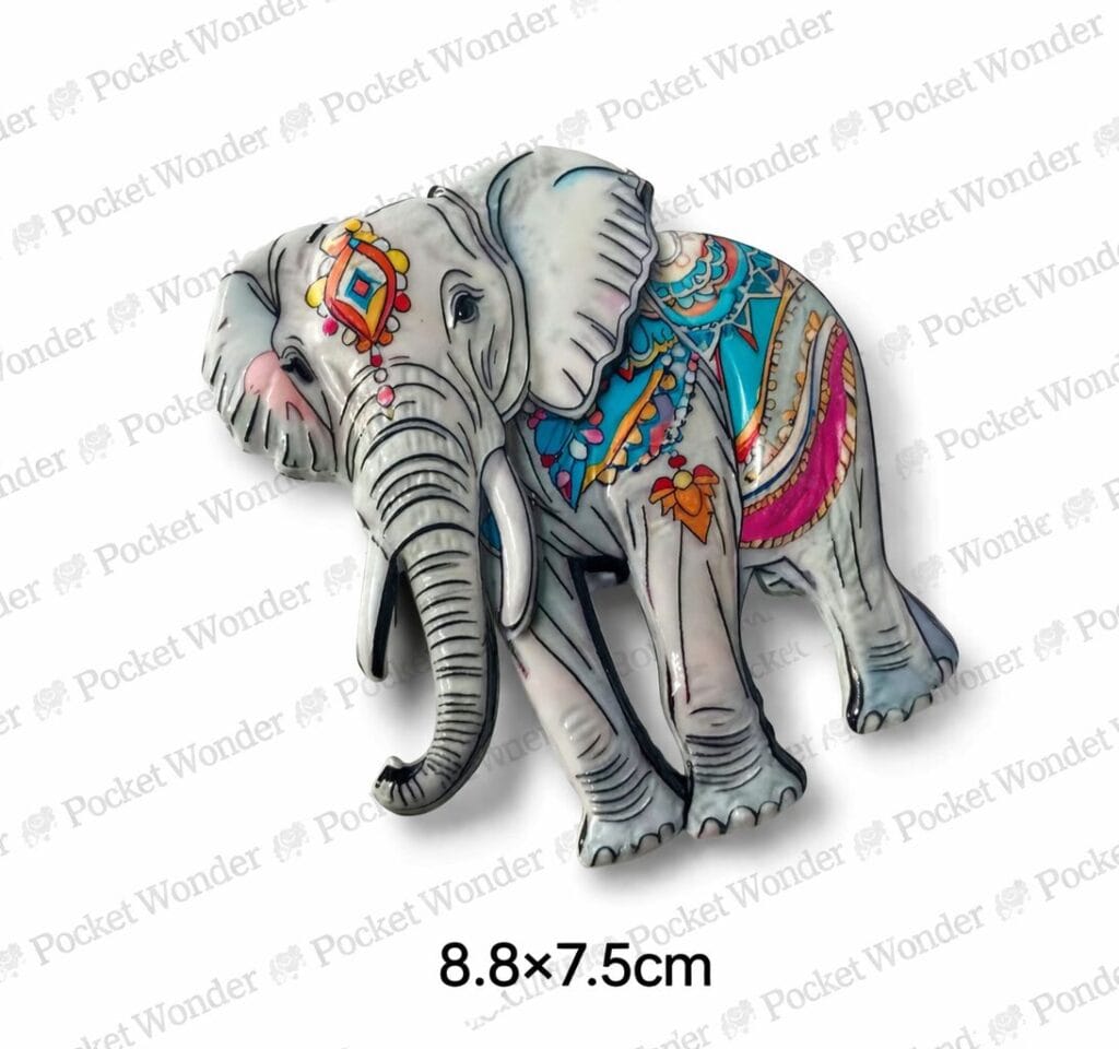 Ornate Grey Elephant Fridge Magnet