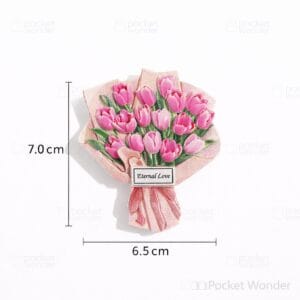 Pink tulip bouquet fridge magnet
