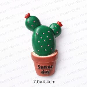 Sunny Day Pink Dot Cactus Fridge Magnet