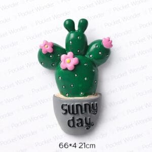 Sunny Day Pink Flower Cactus Fridge Magnet