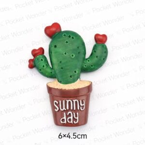 Sunny Day Red Bloom Cactus Fridge Magnet