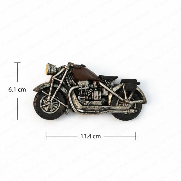 vintage silver motorcycle fridge magnet