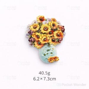 Yellow daisy vase fridge magnet