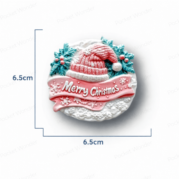 Pink Santa Hat Merry Christmas Fridge Magnet
