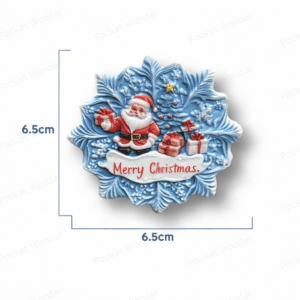 Blue Snowflake Santa Fridge Magnet