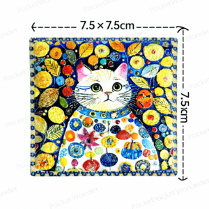 Blue Garden White Cat Fridge Magnet
