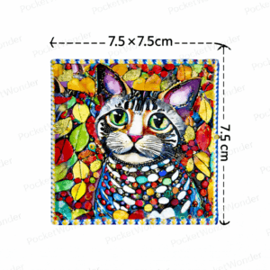 Leafy Cat Portrait Fridge Magnet – Colorful Art Charm