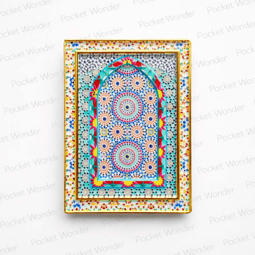 Rosette Mosaic Arch Fridge Magnet – Colorful Window Charm Rosette Mosaic Arch Fridge Magnet