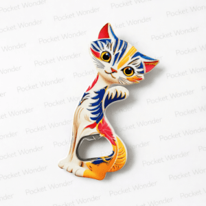 Big-Eyed Colorful Cat Bottle Opener Fridge Magnet – Retro Kitchen Charm