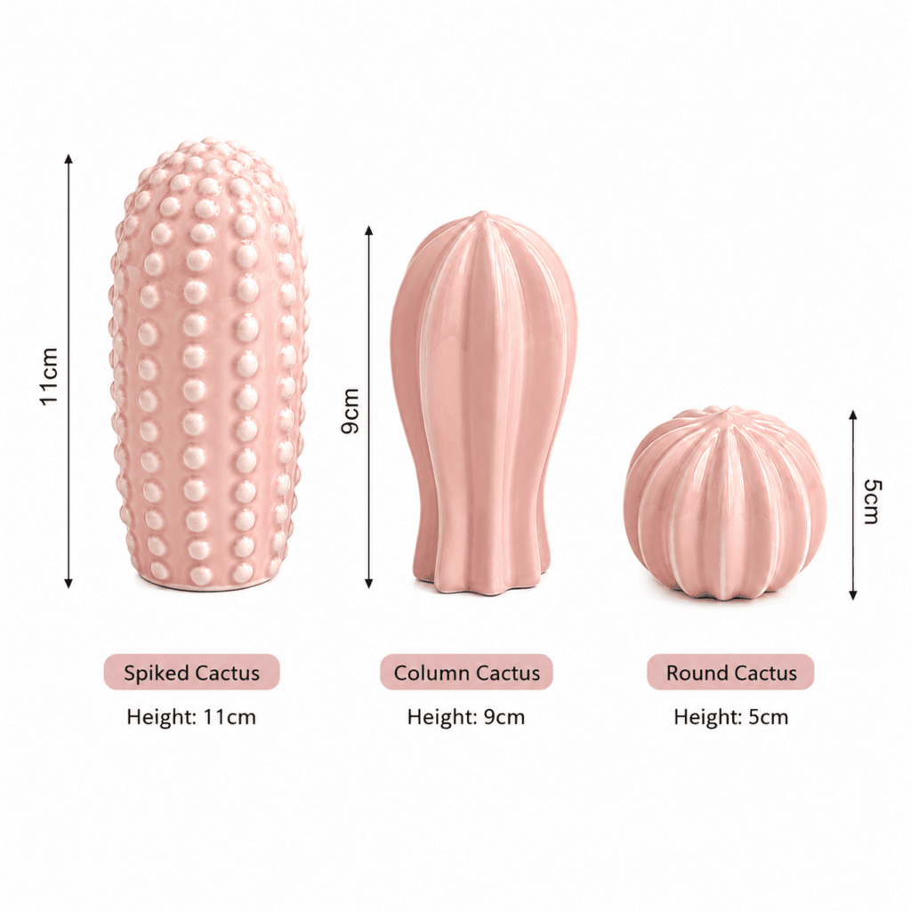 Pink Cactus Ornament Set