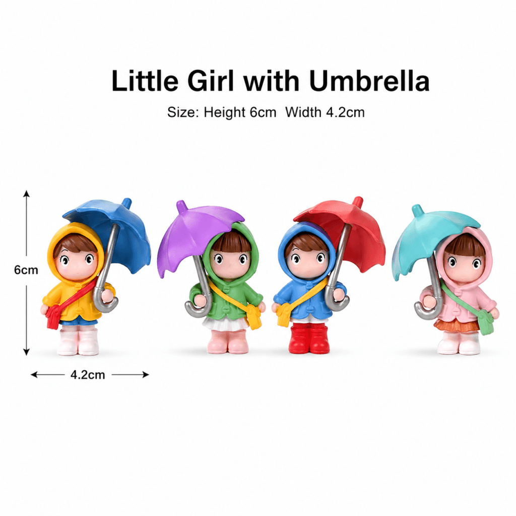 Cute Umbrella Girl Ornament Set