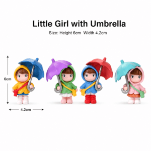 Cute Umbrella Girl Ornament Set