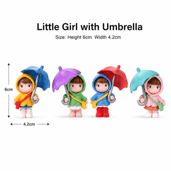 Cute Umbrella Girl Ornament Set