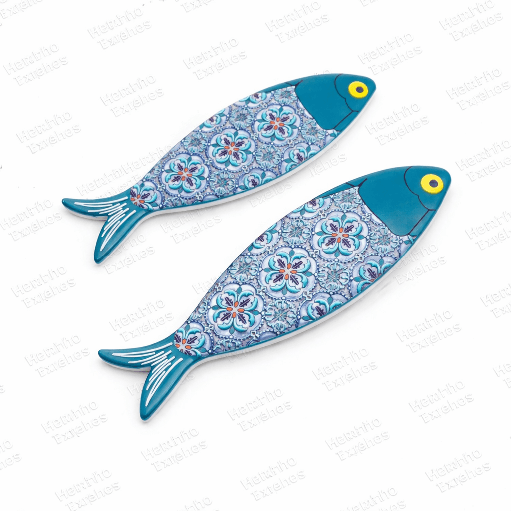 Turquoise Floral Mosaic Fish Fridge Magnet