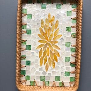 Golden Leaf Rectangular Woven Tray