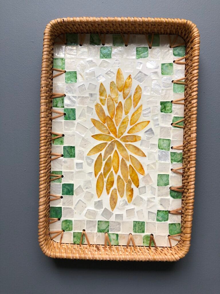Golden Leaf Rectangular Woven Tray