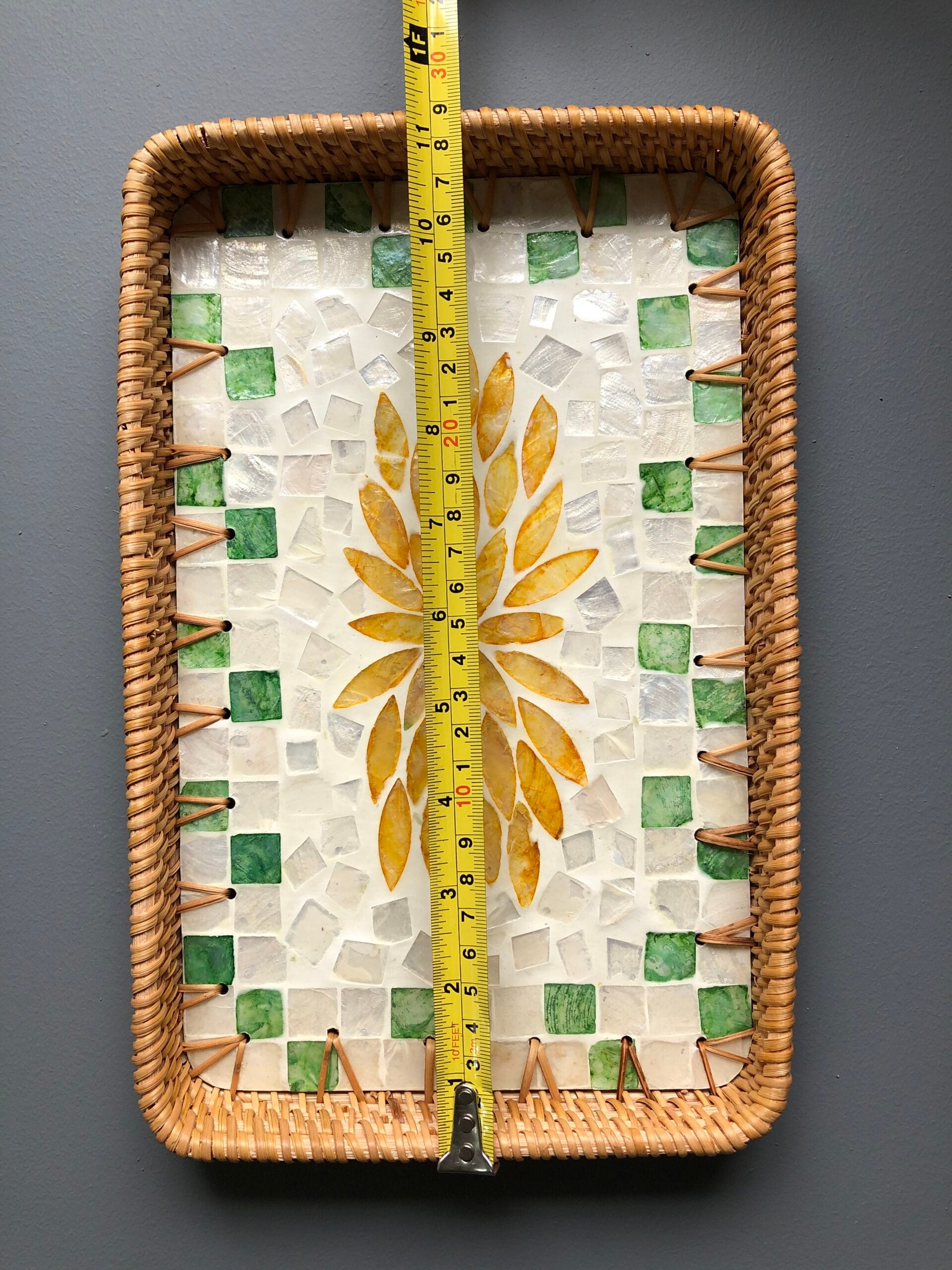 Handmade Golden Leaf Rectangular Woven Tray – Size 7 Golden Leaf Rectangular Woven Tray length