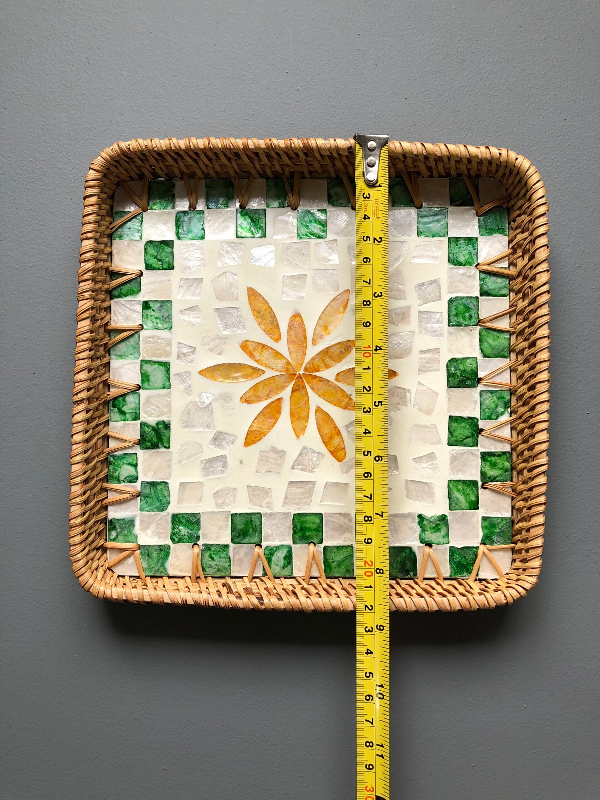Handmade Orange Flower Square Woven Tray – Size 5 Handmade Orange Flower Square Woven Tray – Size 5 - Image 4