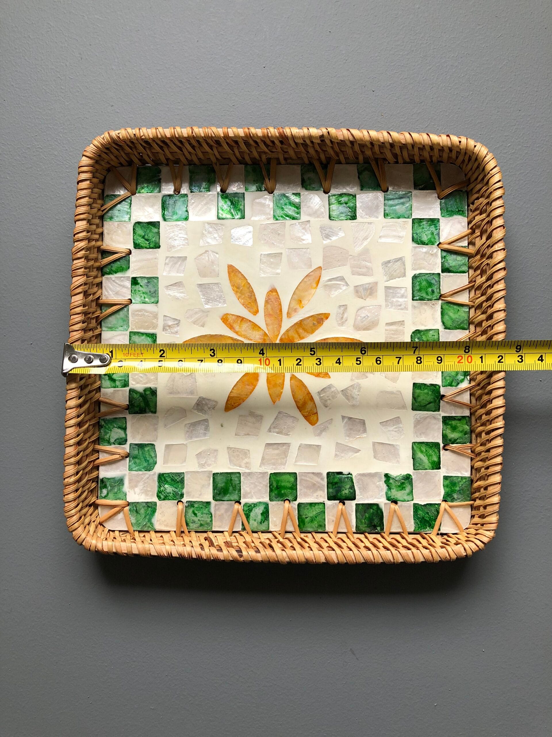 Handmade Orange Flower Square Woven Tray – Size 5 Orange Flower Square Woven Tray length